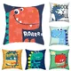 Taie d'oreiller série dinosaure dessin animé coussins pour canapé taie d'oreiller en polyester
