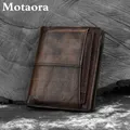 MOTAORA-Portefeuille en cuir véritable pour homme sac à main court en cuir de vachette sac à