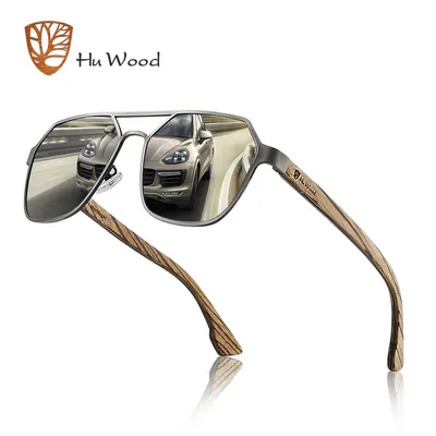Hu Wood lunettes de soleil hommes lentilles rouges polarisées faites à la main marque de mode Cool