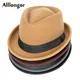 Chapeau en feutre Trilby pour hommes et femmes Fedoras en laine Jazz ander Monochromatique Noir