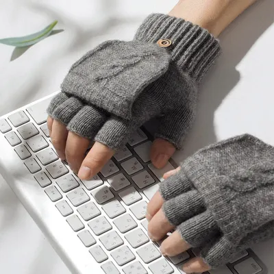 Gants en laine tricotés sans doigts pour hommes et femmes pour l'hiver chauds flexibles pour