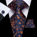 Hi-aught-Cravates Paisley florales pour hommes ensemble de boutons de manchette Hanky design