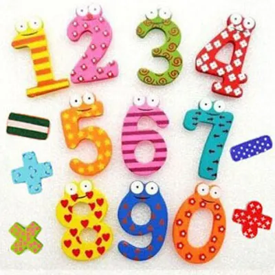 Aimant de réfrigérateur en bois multicolore pour enfants jouet de symbole d'alphabet chiffres