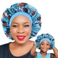 Bonnet de Nuit en Satin Imprimé Motifs Africains pour Femme Soins des Cheveux de Bébé Enveloppe de