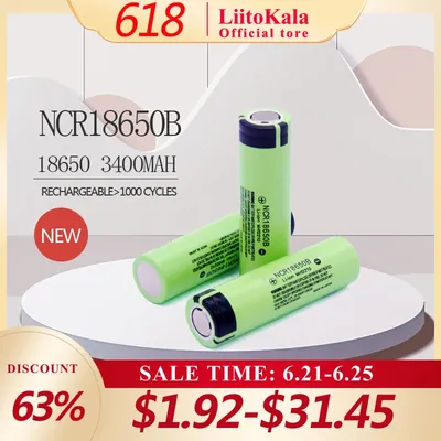 LiitoKala – batterie Lithium Rechargeable 100% 3.7v 3400 mah pour lampe de poche originale
