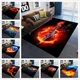 Tapis de chambre à coucher d'impression 3D crâne de flamme gothique tapis de grande taille tapis