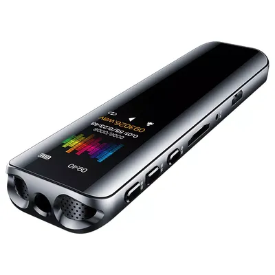 Dictaphone et enregistreur vocal portable V39 avec lecteur MP3, téléphone, microphone à double arc