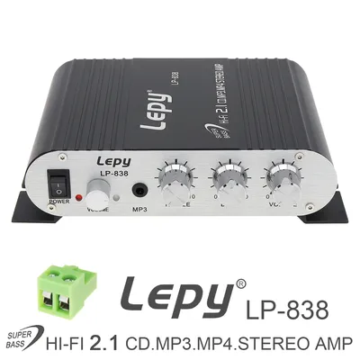 Lepy-Amplificateur de voiture LP-838 12V Hi-Fi 2.1 Booster Radio CD MP3 MP4 Médailles stéréo