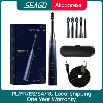 Seago – Brosse à dents électrique sonique pour adulte rechargeable par port USB étanche tête de