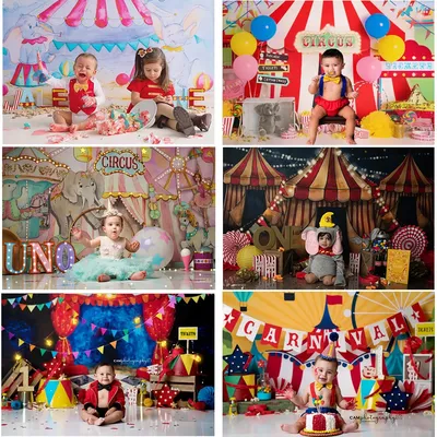 Arrière-plan de fête d'anniversaire thème de cirque arrière-plan de photographie de Portrait de