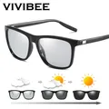 VIVIBEE – lunettes de soleil polarisées photochromiques pour hommes monture grise à changement de