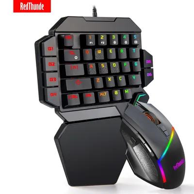 RedThunder clavier de jeu à une main RGB rétro-éclairé Portable Mini clavier de jeu contrôleur de