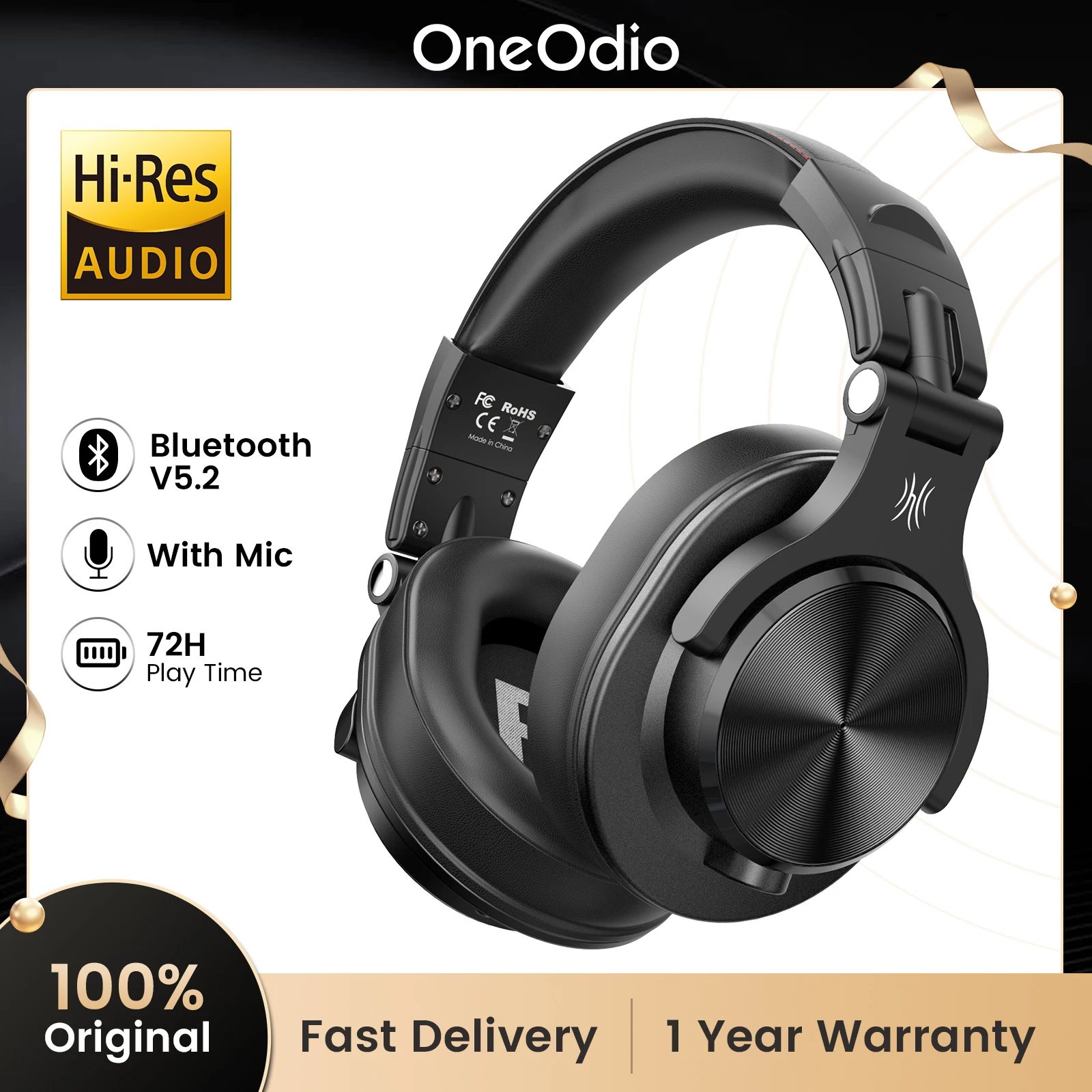 Oneodio A70 casque Bluetooth sans fil sur l