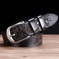 Ceinture en cuir véritable de vache pour homme avec boucle ardillon couleur noir café largeur: