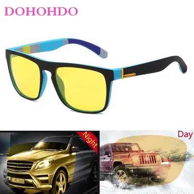 DOHOHDO – lunettes de soleil polarisées carrées pour hommes et femmes verres jaunes