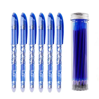 Stylo gel effaçable 27 pièces/ensemble encre bleue 0.5mm poignée lavable stylos Kawaii tiges de