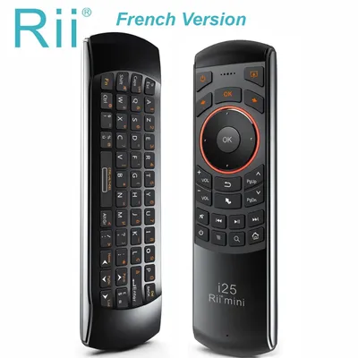 Rii Mini-Souris volante i25 2.4GHz télécommande avec mini clavier pour Smart TV Android TV Box IPTV