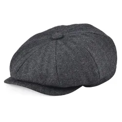 BOTVELA – casquette plate en laine Tweed pour hommes et femmes à chevrons Gatsby rétro Design