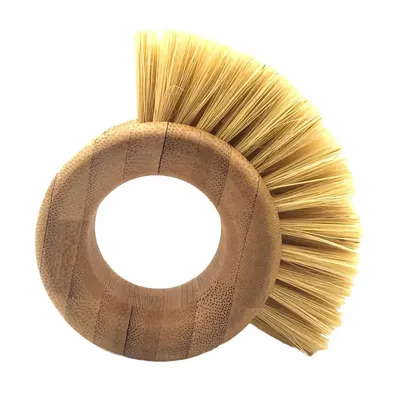 Brosse de nettoyage de cuisine en Sisal bambou manche en forme d'anneau brosse à vaisselle brosse