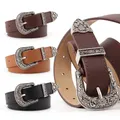 Ceinture en cuir avec broche sculptée pour femme ceinture en jean ceinture de robe sauvage mode