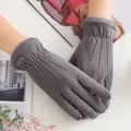 Mitaines de cyclisme en cuir suédé pour femme gants de conduite chauds et épais en cachemire pour