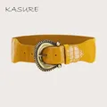 Kasure – ceinture Antique en cuir PU pour femmes large Corset élastique extensible décoration