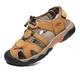 ZYLDK Sports Outdoor Sandals Summer Men's Beach Shoes Casual Sandals for Men Closed-Toe Shoes Leather Trekking Walking Hiking Touch Close Strap Yellow 44