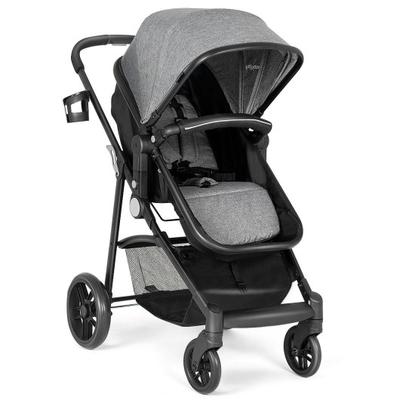 Costway 2-in-1 Foldable Pushchair Newborn Infant Baby Stroller-Gray