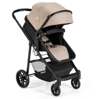 Costway 2-in-1 Foldable Pushchair Newborn Infant Baby Stroller-Coffee