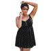 Plus Size Women's Retro Swim Dress by Swim 365 in Black Dot (Size 20) Swimsuit