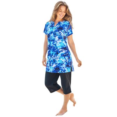 Plus Size Women's Longer Length Short-Sleeve Swim ...