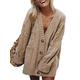 Elapsy Womens Solid Color Knitted Jumpers Longline Cardigan Sweaters with Pockets Khaki Size 8 10