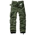 AKARMY Men's Cotton Casual Trousers Cargo Work Pants with Pockets Tactical Military Combat Pants Straight Leg Relaxed Fit ArmyGreen 38