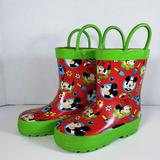 Disney Shoes | Disney Mickey & Minnie Pull-On Rain/Garden Boots Toddler | Color: Green/Red | Size: 5/6