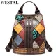 WESTAL-Sac à dos patchwork en cuir véritable pour femme sacs à main de voyage pour filles sacs à