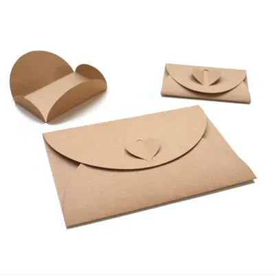 Lot de 50 enveloppes artisanales en forme de cœur faites à la main rétro ensemble carte postale