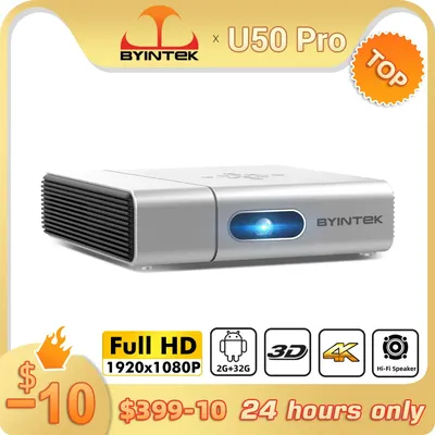 BYINTEK U50 Pro Projecteur Mini Portatif Full HD 3D Android Wifi Smart 1080P Support 4K LED DLP 2K