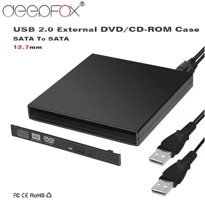 DeepFox plastique dur USB 2.0 SATA 12.7mm externe DVD boîtier DVD/CD-ROM boîtier pour CD/DVD lecteur