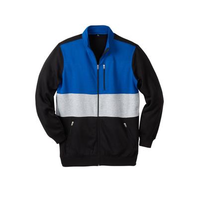 Men's Big & Tall Full-Zip Fleece Jacket by KingSize in Black Colorblock (Size 7XL)