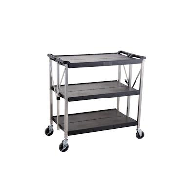 METRO Professional Klappbarer Servierwagen GFT1003, Kunststoff/Alu, 93 x 51 x 93 cm, 3 Etagen, Fachlast 50 kg, schwarz Image
