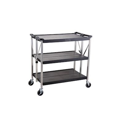 METRO Professional Servierwagen GFT1003, Polypropylen / Aluminium, 93 x 51 x 93 cm, klappbar, 3 Etagen, 50 kg/Etage, mit