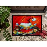 The Holiday Aisle® Crab in Hat Santa Claws Non-Slip Indoor Door Mat Synthetics | Rectangle 1'6" x 2' 3" | Wayfair E1CC32E8C2D944479E8B58B9987FB2A0