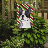 The Holiday Aisle® Belita Boston Terrier Candy Cane Holiday Christmas 2-Sided Garden Flag, Polyester in Red | 15 H x 11 W in | Wayfair