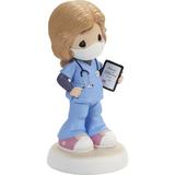 Precious Moments You're My Hero Hair Light Skin Girl Healthcare Worker Figurine Resin in Brown | 6 H x 2.36 W x 2.75 D in | Wayfair 202430