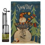 The Holiday Aisle® Kants Winter Snow Day Wonderland Impressions 2-Sided Burlap 19 x 13 in. Flag Set in Black/Brown/Green | Wayfair