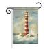 Breakwater Bay Kintzel Lighthouse by the Sea Coastal 2-Sided Polyester Garden Flag in Gray/Red | 18.5 H x 13 W in | Wayfair