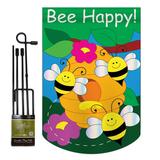 August Grove® Peoria Bee Happy Friends Bugs & Frogs 2-Sided Polyester 19 x 13 in. Garden Flag in Green/Yellow | 18.5 H x 13 W in | Wayfair