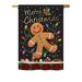 The Holiday Aisle® Thialvi Gingerbread 2-Sided Polyester House/Garden Flag Metal in Black/Brown | 40 H x 28 W in | Wayfair