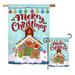 The Holiday Aisle® Remmy Gingerbread House Winter Christmas Impressions 2-Sided Polyester 40 x 28 in. Flag Set in Blue | 40 H x 28 W in | Wayfair