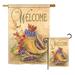 The Holiday Aisle® Hanwell Autumn Cornucopia Fall Harvest & 2-Sided Polyester 2 Piece Flag Set in Brown | 28 H x 18.5 W in | Wayfair